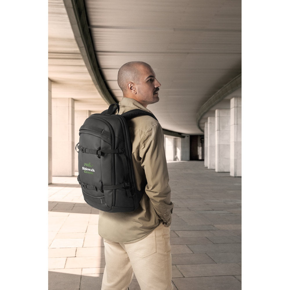 KAMPALA. Laptop-Rucksack aus 900D hochdichtem recyceltem Polyester mit wasserdichter Beschichtung und 210D Futter aus recyceltem Polyester 17'3" – zusätzliche Ansicht