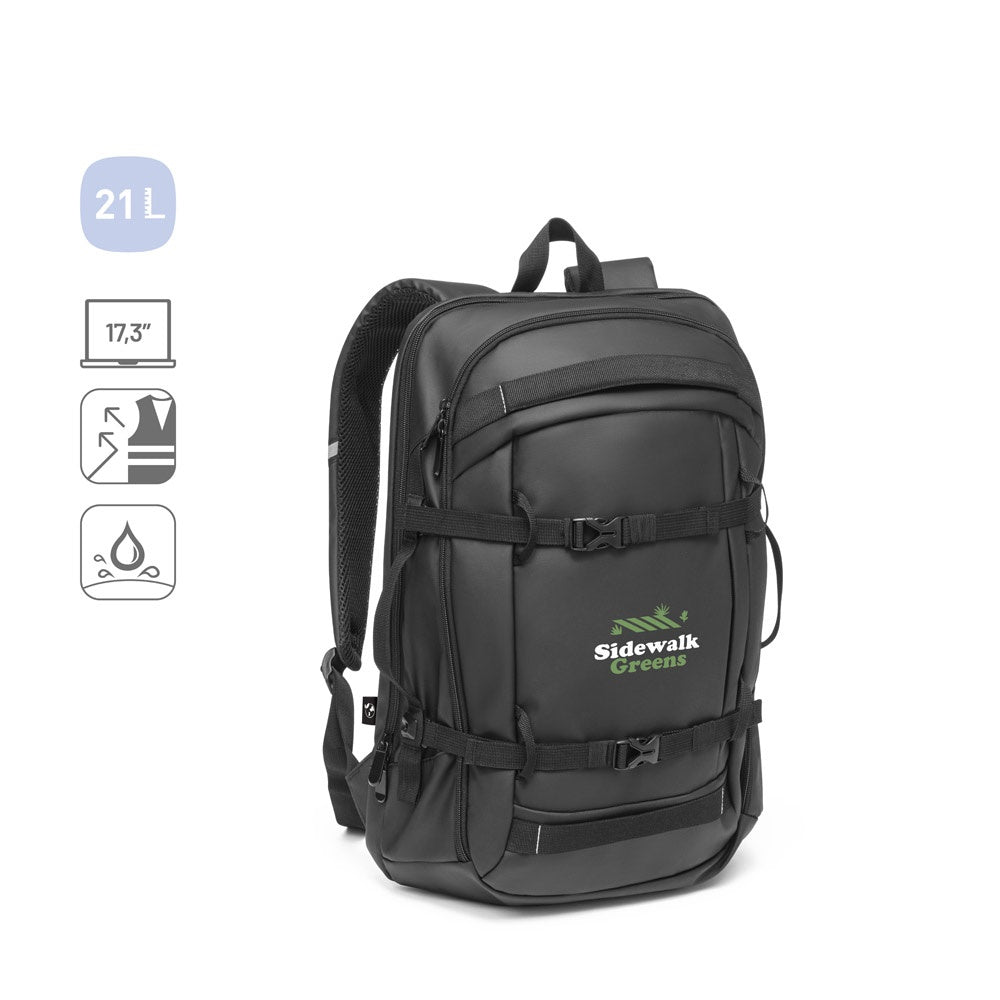 KAMPALA. Laptop-Rucksack aus 900D hochdichtem recyceltem Polyester mit wasserdichter Beschichtung und 210D Futter aus recyceltem Polyester 17'3"