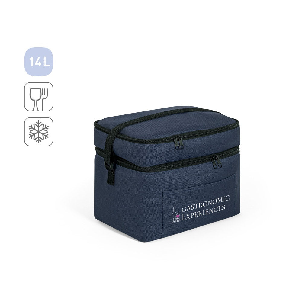 CANCUN LARGE. Kühltasche aus 600D, recyceltem Polyester, mit verstellbarem Gurtband 14 L