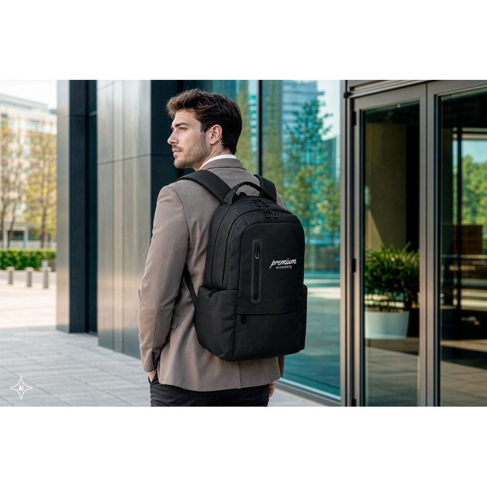 BOSTON SOLID. Laptop-Rucksack (17") aus 150D Nylon mit 2 gepolsterten Fächern – zusätzliche Ansicht