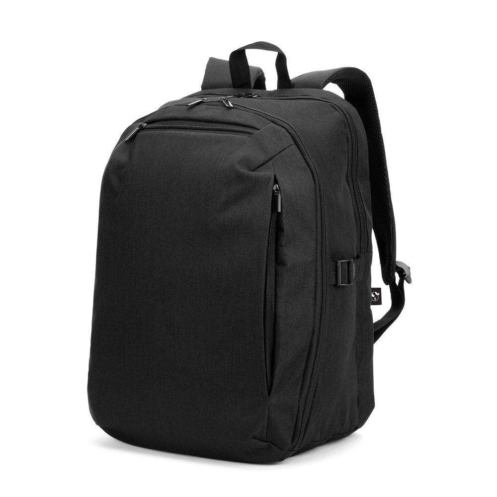 UDINE. Rucksack mit komplett öffnendem Fach aus recyceltem 300D Polyester, 16" – zusätzliche Ansicht