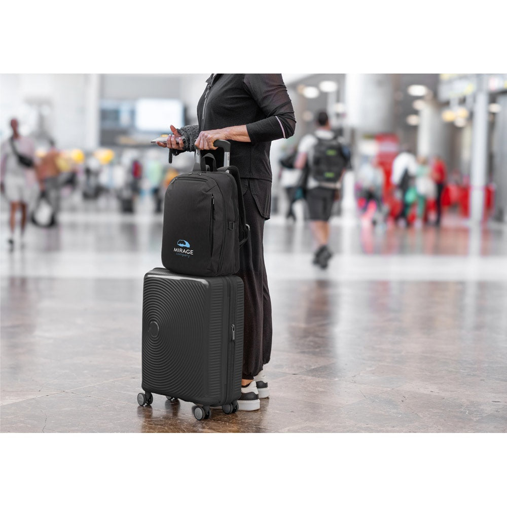UDINE. Rucksack mit komplett öffnendem Fach aus recyceltem 300D Polyester, 16" – zusätzliche Ansicht