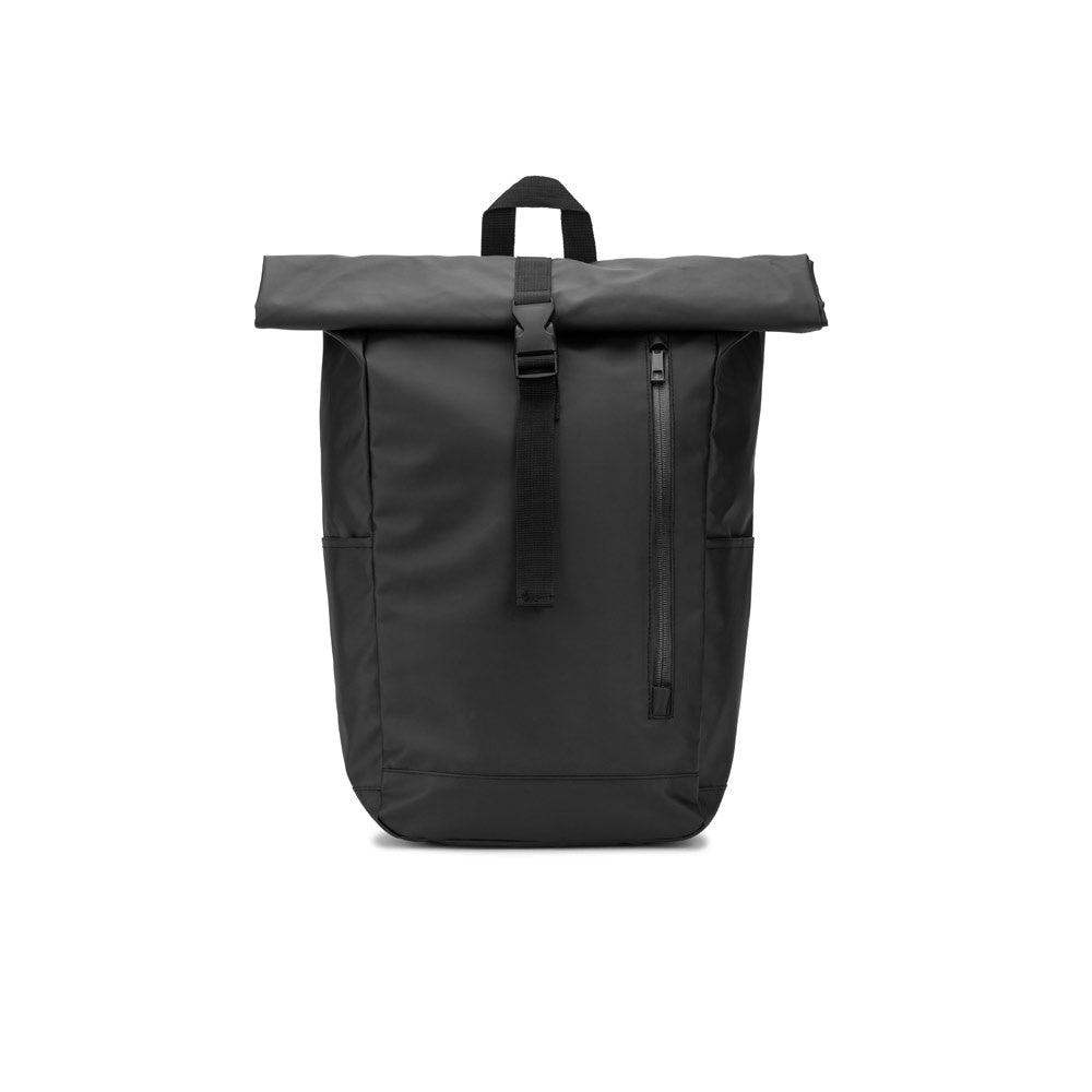 OSASCO BPACK. Rolltop-Rucksack mit Reissverschlusssystem, bei dem das Oberteil aufgerollt werden kann, um es an das Volumen des Rucksacks anzupassen. Hergestellt aus recyceltem 600D-Polyester – zusätzliche Ansicht