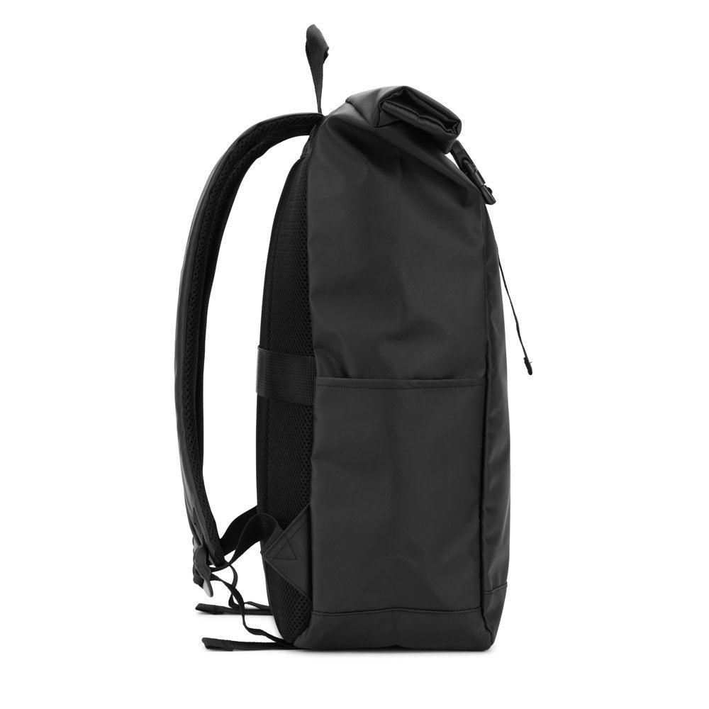 OSASCO BPACK. Rolltop-Rucksack mit Reissverschlusssystem, bei dem das Oberteil aufgerollt werden kann, um es an das Volumen des Rucksacks anzupassen. Hergestellt aus recyceltem 600D-Polyester – zusätzliche Ansicht