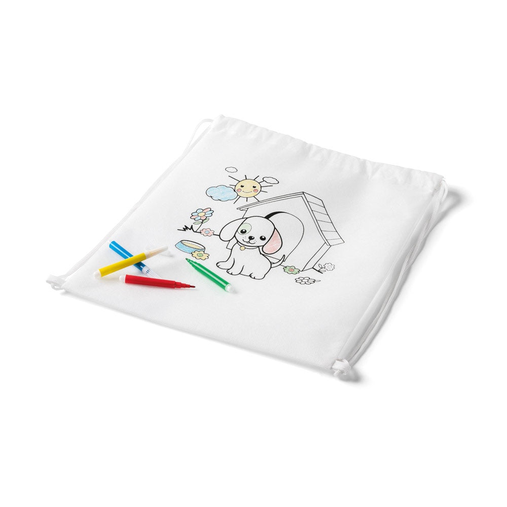 DRAWS. Kinder-Kordelbeutel zum Ausmalen (80 g/m²) – zusätzliche Ansicht