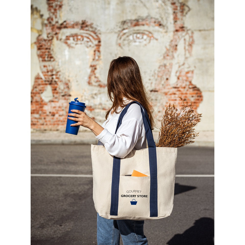 VILLE. Tragetasche aus 100% Canvas-Baumwolle mit einer Innentasche (280 g/m²) – zusätzliche Ansicht