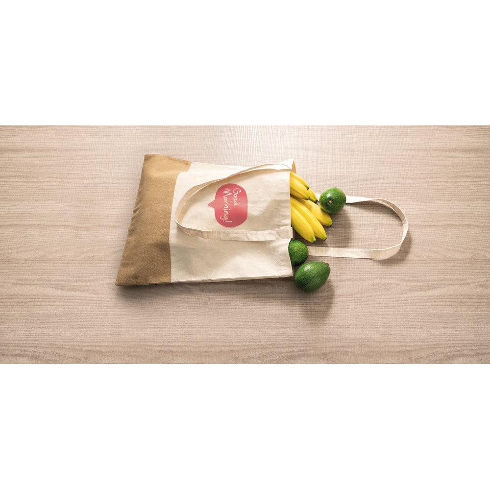 MERCAT. Tasche aus 100% Baumwolle (160 g/m²) mit Details aus Jute-Imitat – zusätzliche Ansicht