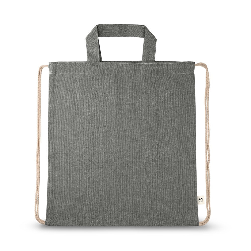 RISSANI. Tragetasche/Turnbeutel (2in1) aus recycelter Baumwolle (70%) und polyester (30% rPET) (140 g/m²) – zusätzliche Ansicht