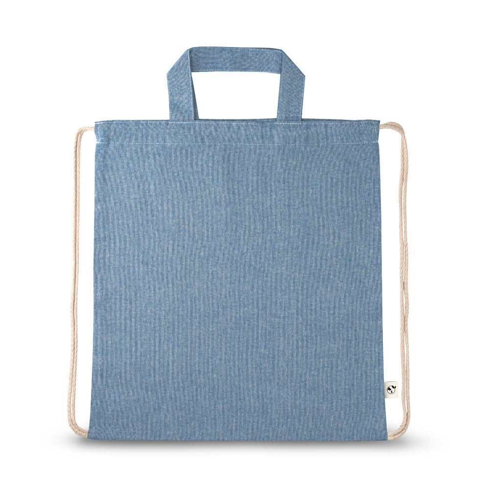 RISSANI. Tragetasche/Turnbeutel (2in1) aus recycelter Baumwolle (70%) und polyester (30% rPET) (140 g/m²) – zusätzliche Ansicht