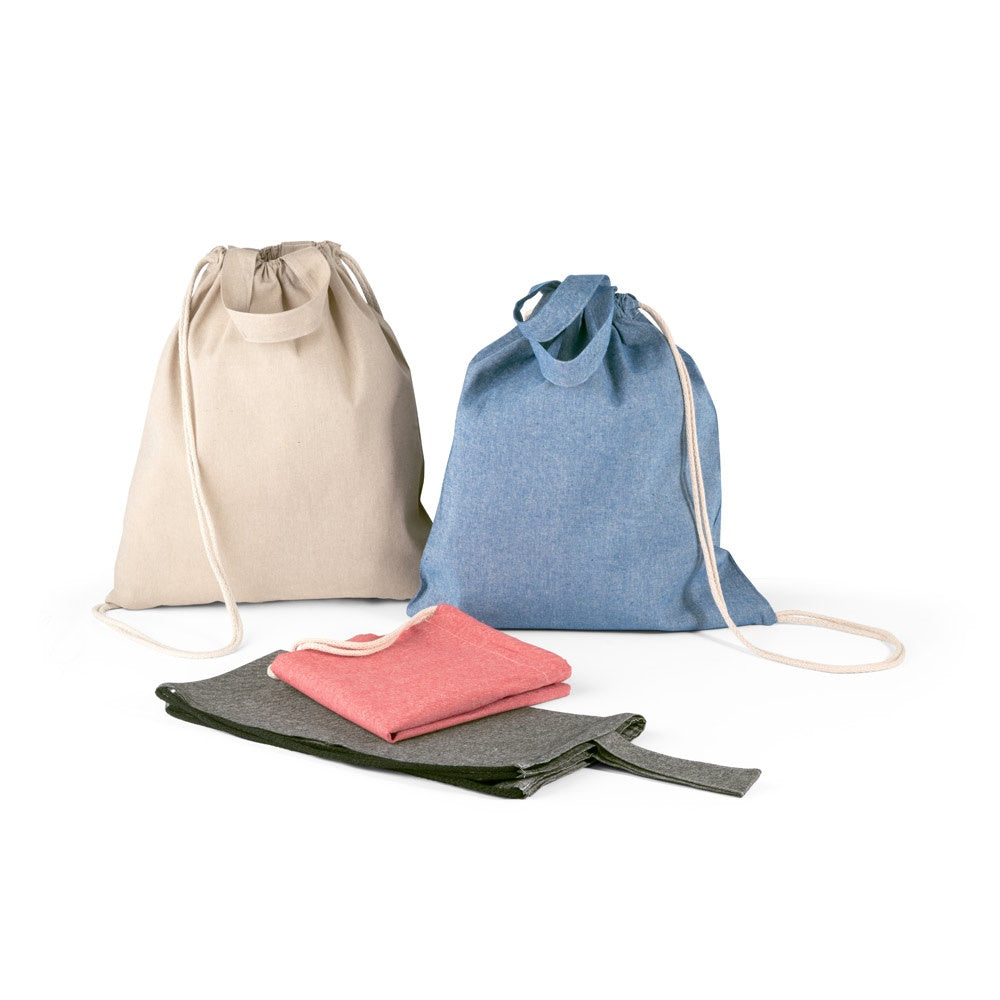 RISSANI. Tragetasche/Turnbeutel (2in1) aus recycelter Baumwolle (70%) und polyester (30% rPET) (140 g/m²) – zusätzliche Ansicht