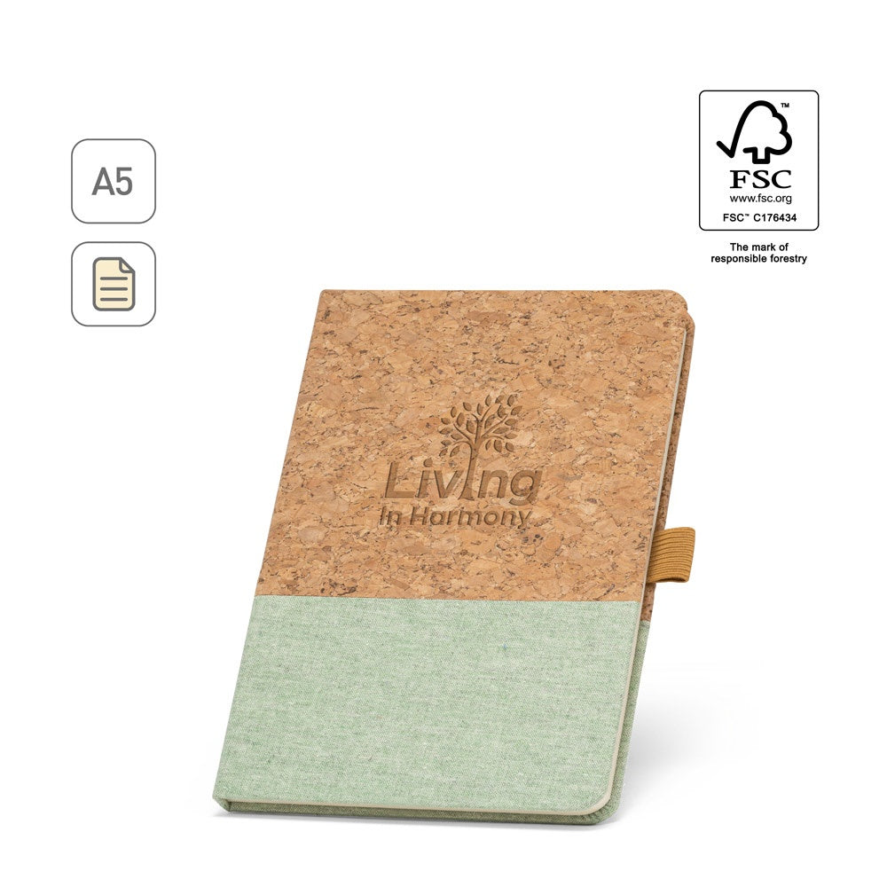 KLEE. A5 Notizbuch aus Kork und Leinen mit linierten Blättern