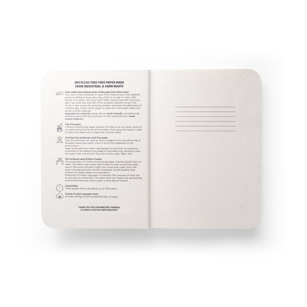 ORGANIC SEMI-RIGID. Notizbuch A5 mit semi-flexiblem Cover aus Elefantendung (80%) – zusätzliche Ansicht