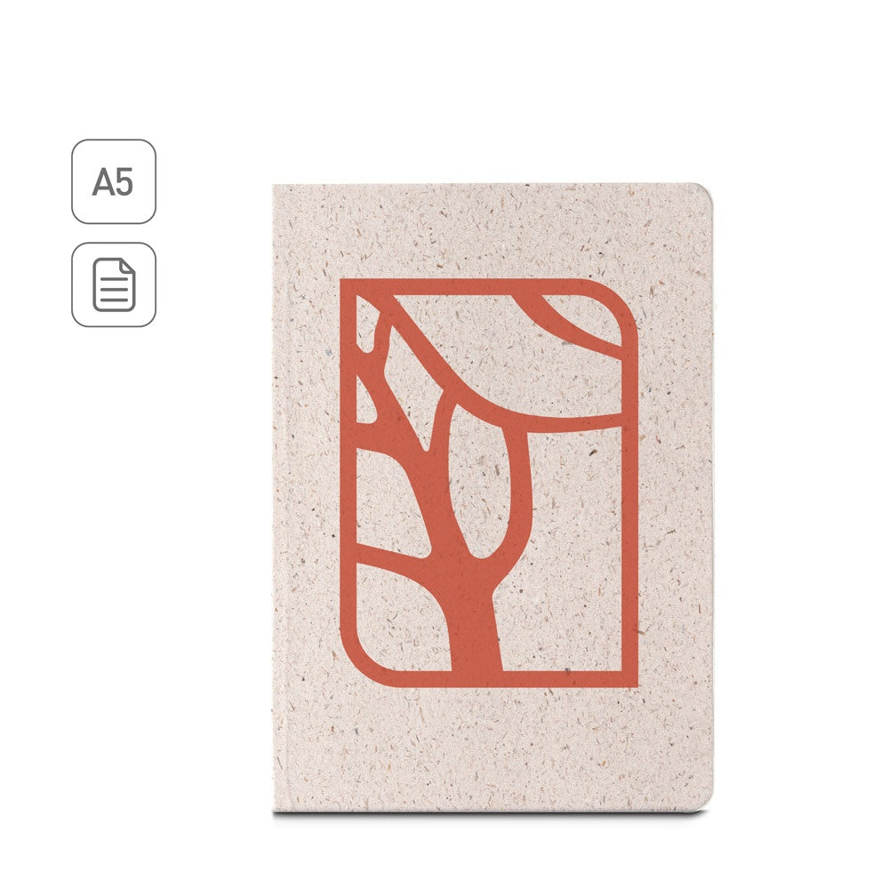 ORGANIC SEMI-RIGID. Notizbuch A5 mit semi-flexiblem Cover aus Elefantendung (80%)