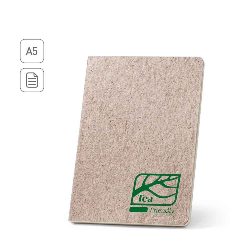 TEAPAD SEMI-RIGID. Notizbuch A5 mit semi-flexiblem Cover aus Teeblattverwertung (65%)