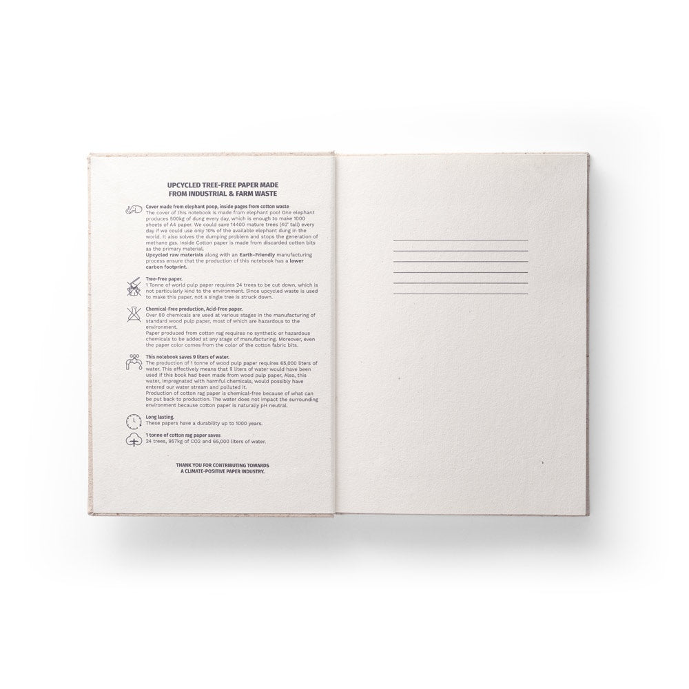 ORGANIC RIGID. Notizbuch A5 mit Hardcover aus Elefantendung (80%) – zusätzliche Ansicht