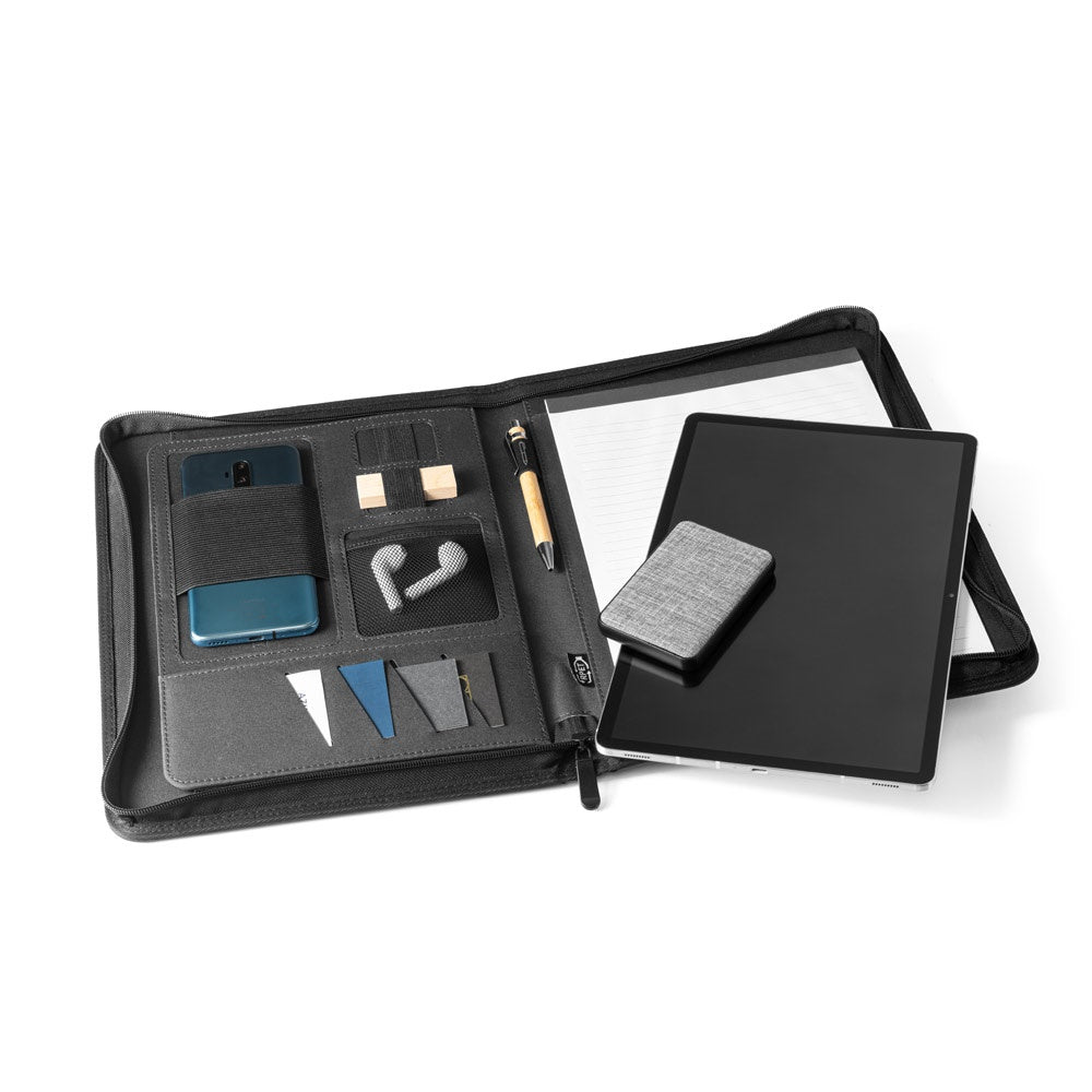 EMERGE FOLDER. A4 Mappe aus recyceltem Polyester (100% rPET) 300D mit Reißverschluss – zusätzliche Ansicht