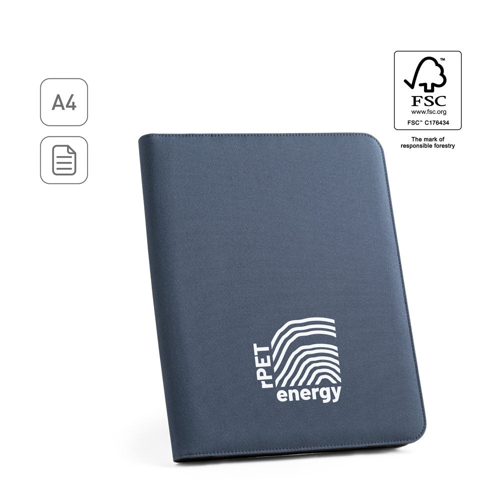 EMERGE FOLDER. A4 Mappe aus recyceltem Polyester (100% rPET) 300D mit Reißverschluss