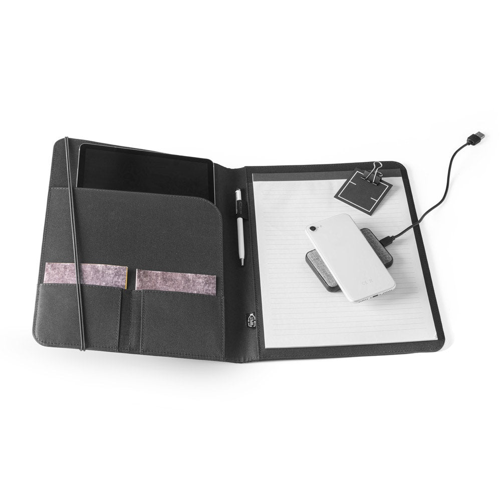 EMERGE FOLDER II. A4 Mappe aus recyceltem Polyester (100% rPET) 300D mit elastischem Verschluss – zusätzliche Ansicht