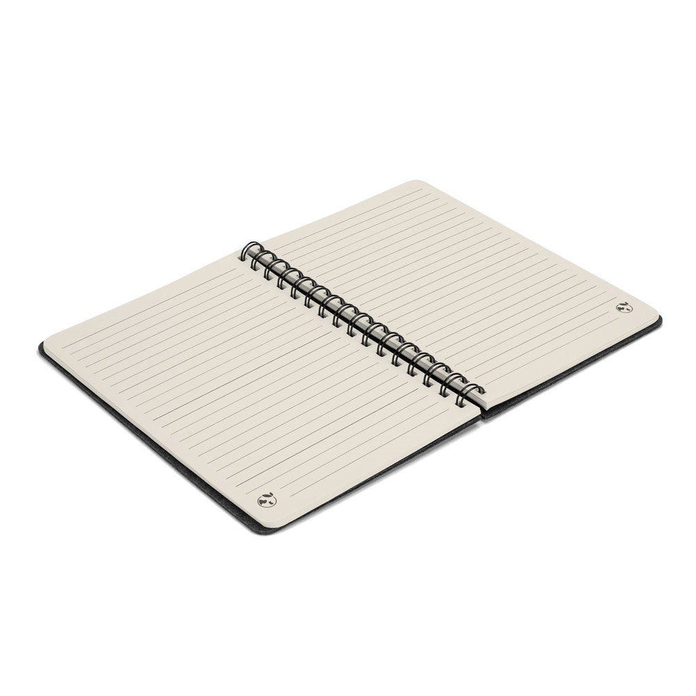 MISHIMA. A5-Ringbuch mit flexiblem Einband aus recyceltem Filz (100% rPET) mit linierten Seiten – zusätzliche Ansicht