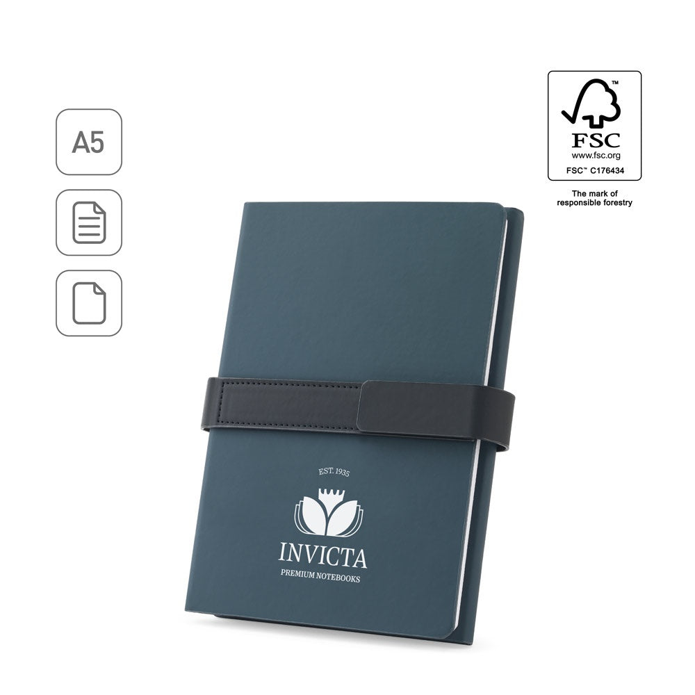 SANDERSON. A5 Notizbuch aus PU (50% recycelt) mit zwei Blöcken: linierte Seiten und unlinierte Seiten