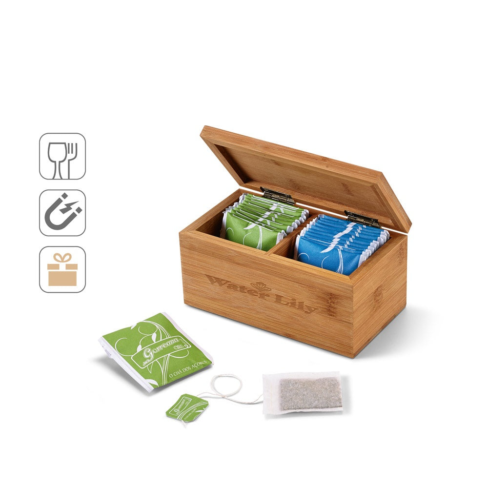BURDOCK. Teebox aus Bambus mit 2 Fächern und einem Magnetverschluss