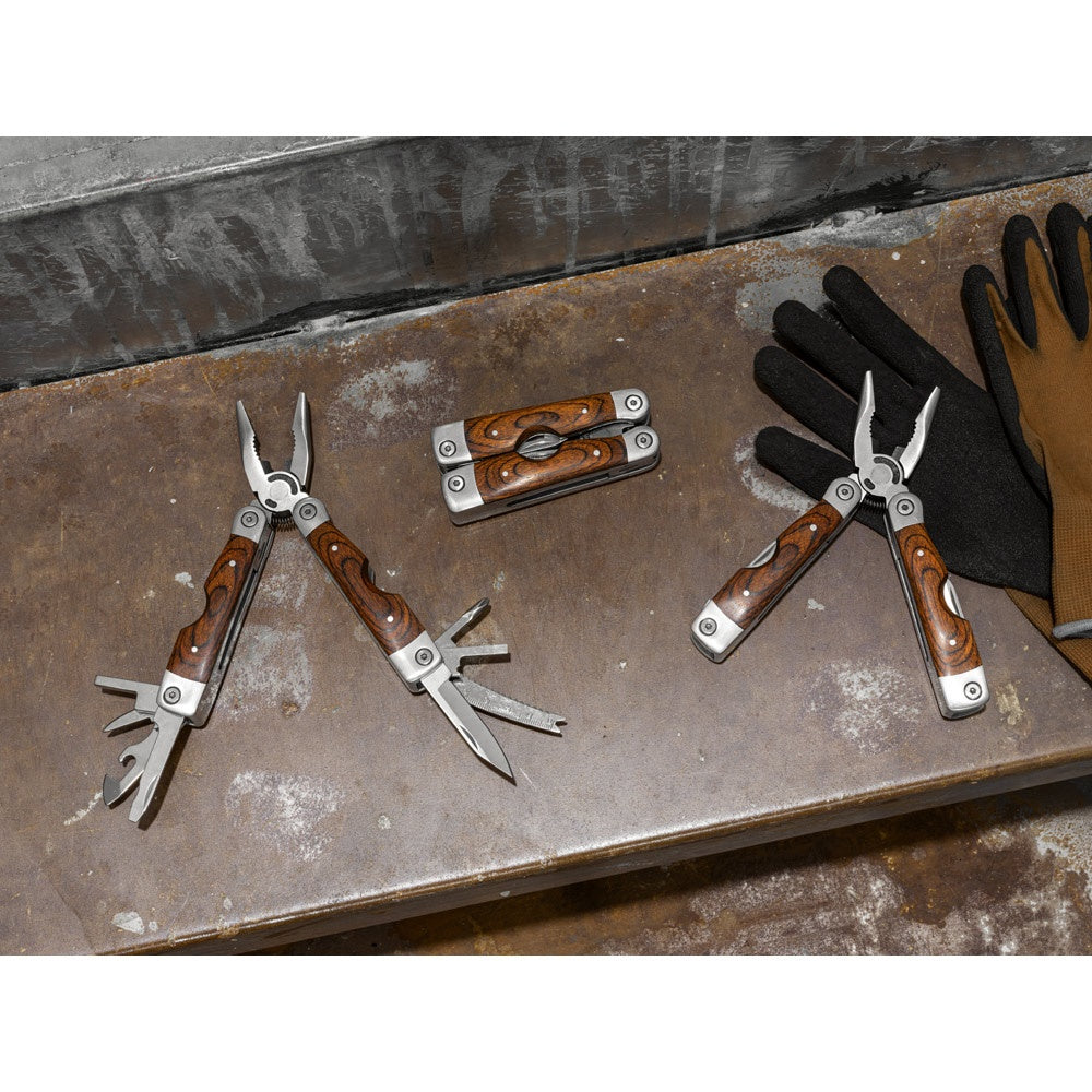 MAGNUM. Multifunktionswerkzeugset aus Edelstahl mit Holzdetails – zusätzliche Ansicht
