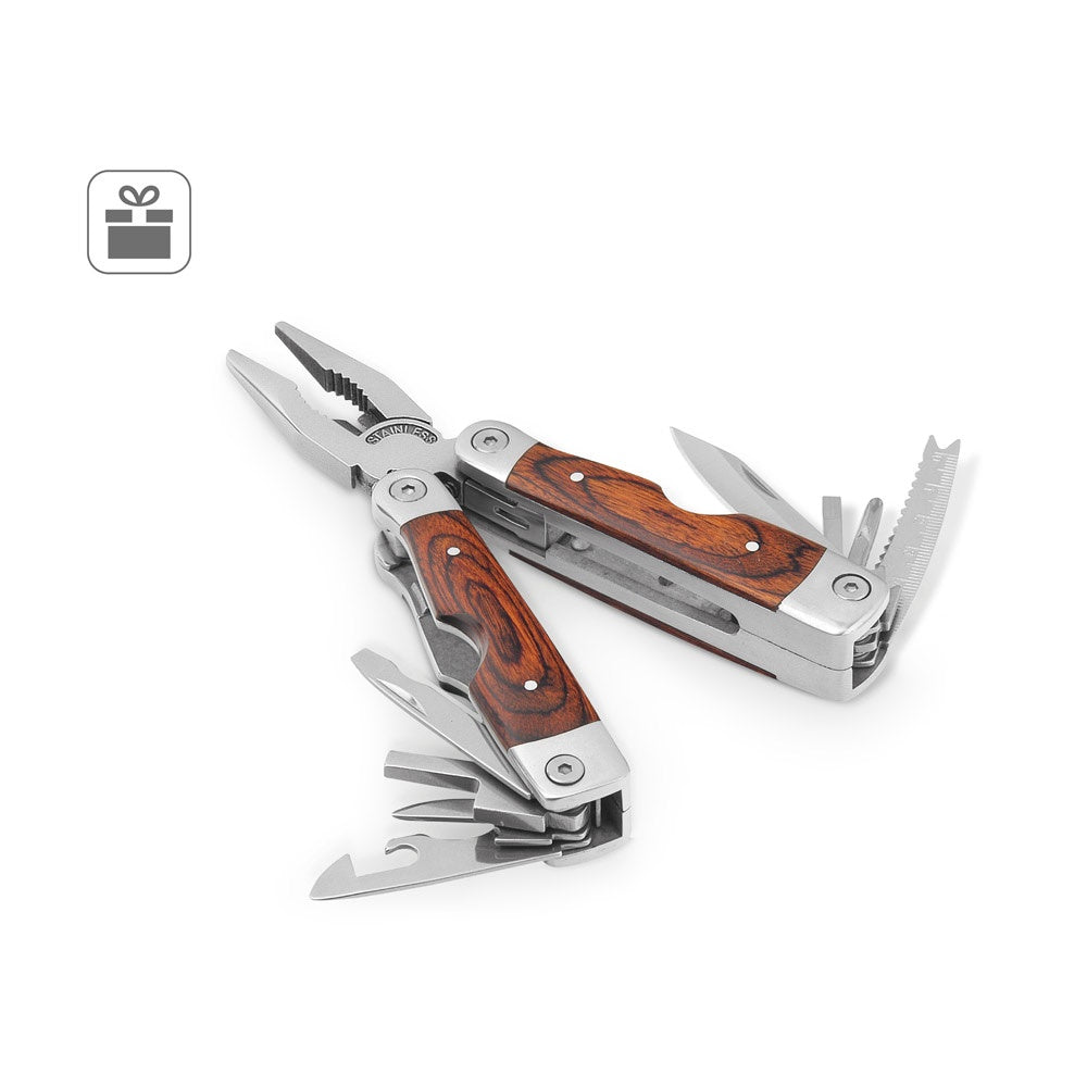 MAGNUM. Multifunktionswerkzeugset aus Edelstahl mit Holzdetails