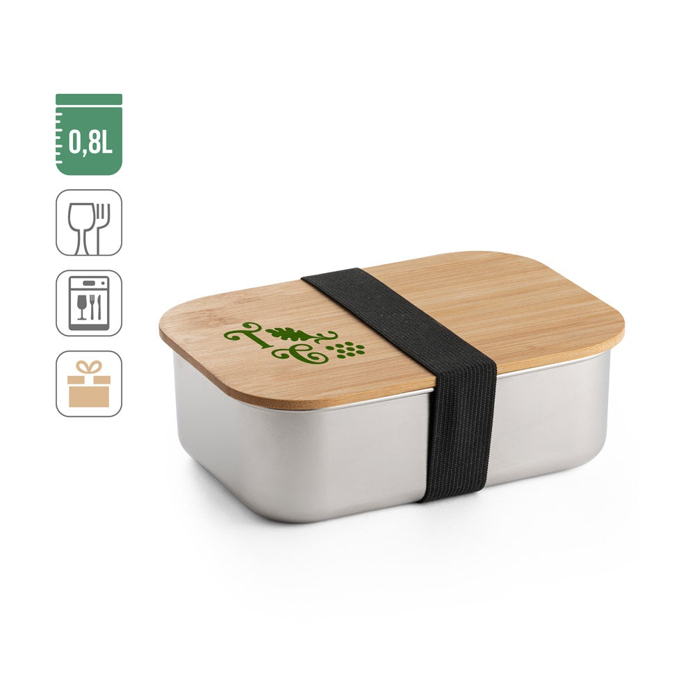 SHINO. Frischhaltebox (800 mL) aus Edelstahl und Deckel aus Bambus