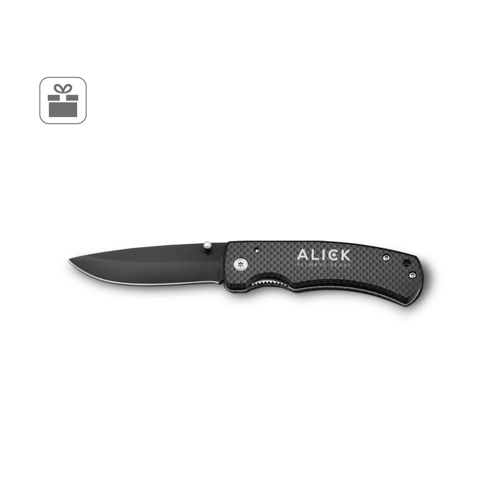 ALICK. Taschenmesser aus Aluminium mit Carbonfaserbeschichtung