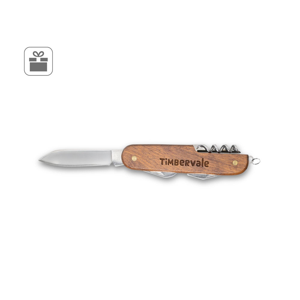 BELPIANO. Multifunktions-Taschenmesser aus Edelstahl und Holz