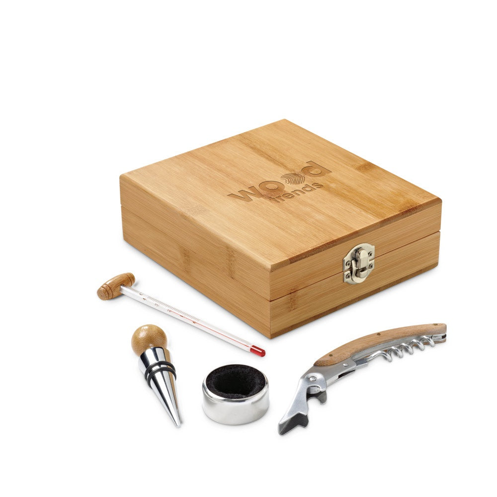 CABERNET. Weinset aus Bambus, Edelstahl, Glas und ABS