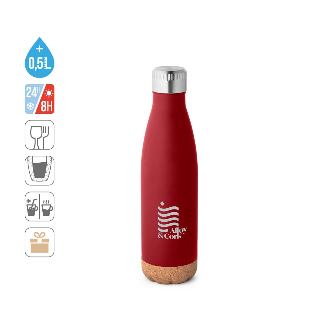 SOLBERG. Thermosflasche aus Edelstahl und Korkboden, 560 ml
