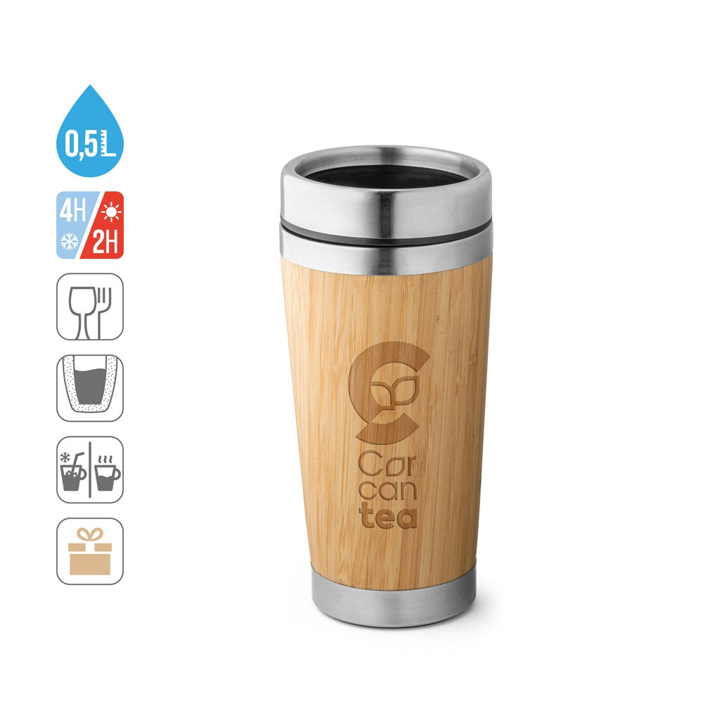 PIETRO. Reisebecher aus Bambus und Edelstahl 500 ml