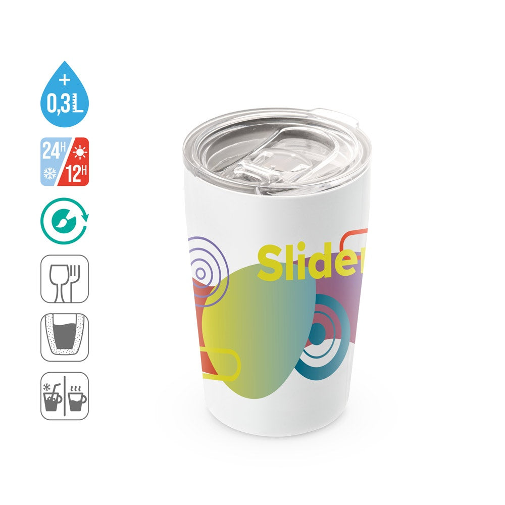 SLIDER. Reisebecher (Sublimation) aus Edelstahl 380 ml