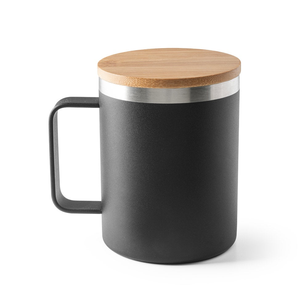LAUDA. Becher aus 90% recyceltem Edelstahl mit Bambusdeckel 420 mL – zusätzliche Ansicht