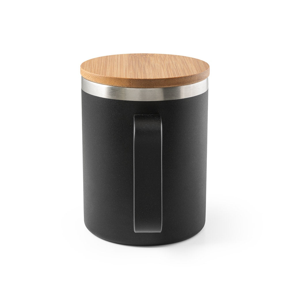 LAUDA. Becher aus 90% recyceltem Edelstahl mit Bambusdeckel 420 mL – zusätzliche Ansicht