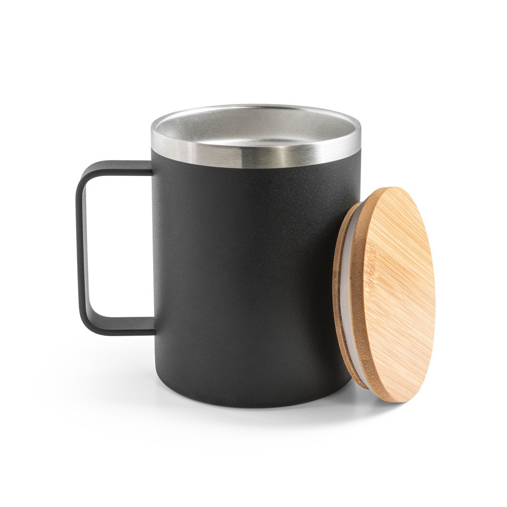 LAUDA. Becher aus 90% recyceltem Edelstahl mit Bambusdeckel 420 mL – zusätzliche Ansicht