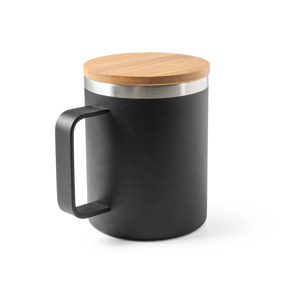LAUDA. Becher aus 90% recyceltem Edelstahl mit Bambusdeckel 420 mL – zusätzliche Ansicht