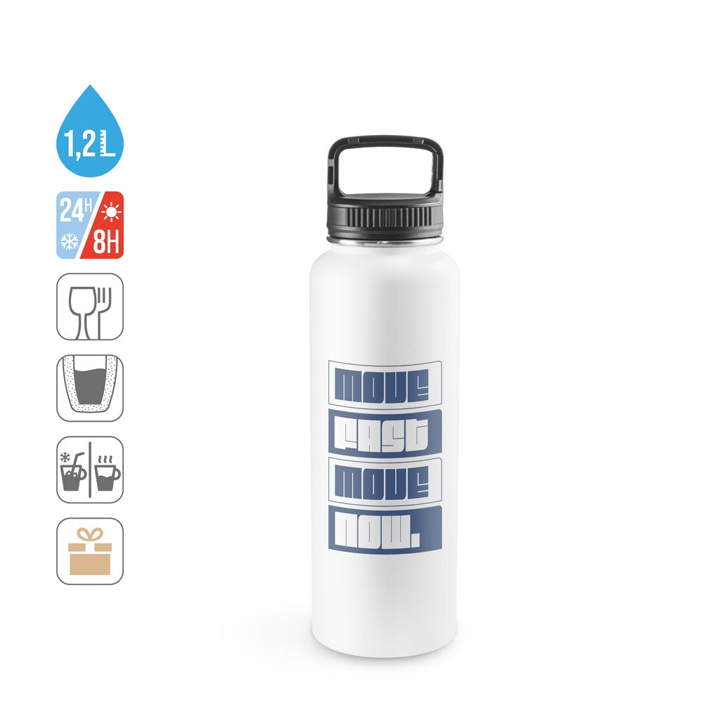 SINNER. Flasche aus 90% recyceltem Edelstahl mit einem großen Fassungsvermögen von bis zu 1200 ml