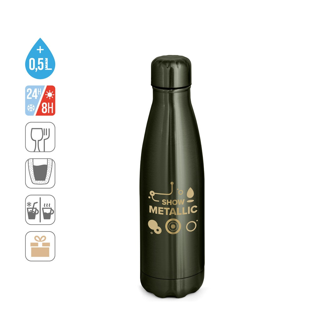 SHOW METALLIC. Edelstahlflasche 510 mL mit mattem Metallic-Finish