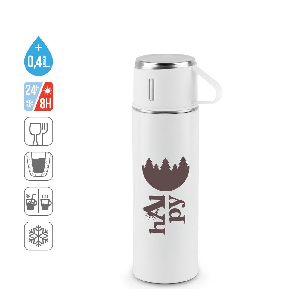 COMANECI. Doppelwandige Edelstahlflasche (90% recycelt) mit matter Oberfläche 490 ml