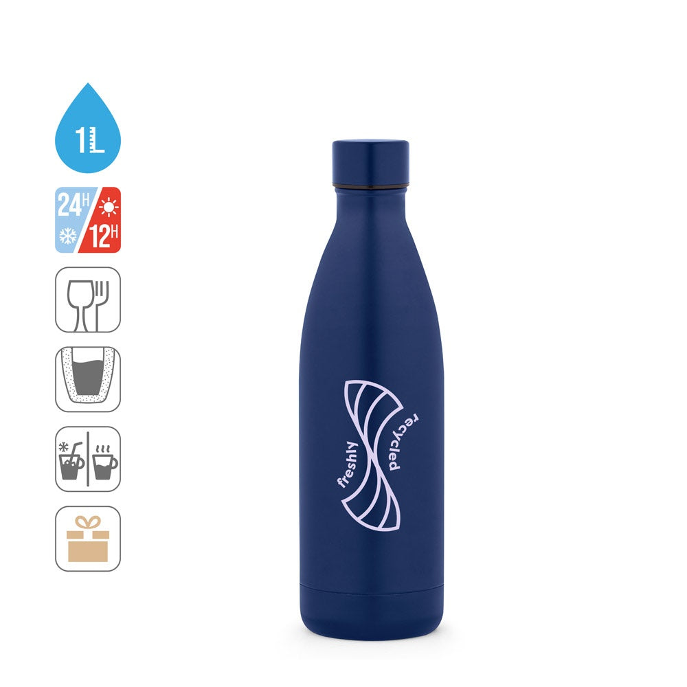 RE-BUFFON XL. Doppelwandige Trinfklasche aus Edelstahl (90% recycelt) 1L