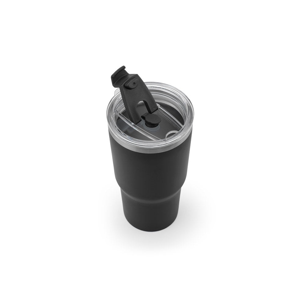 JOYNER M. Kompakter Reisebecher aus Edelstahl (91 % recycelt) mit vakuumisolierter Doppelwand und matter Oberfläche 600 ml – zusätzliche Ansicht