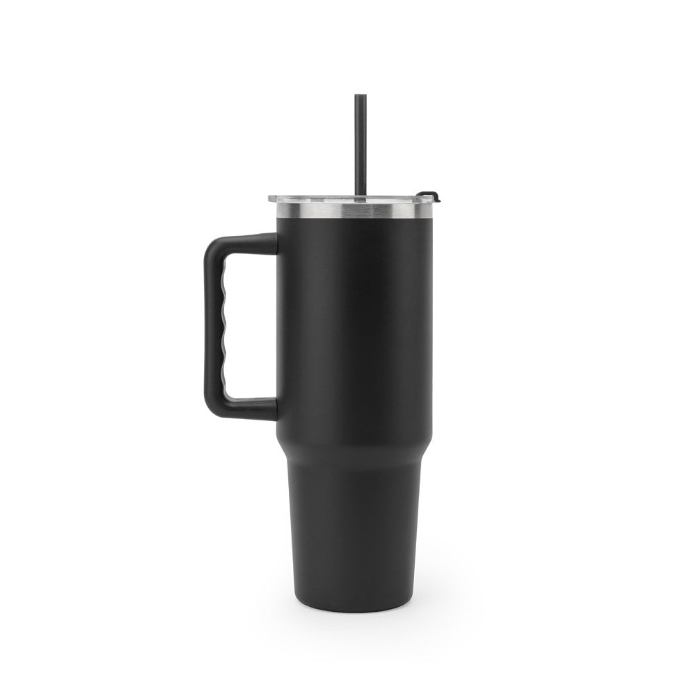 JOYNER XL. Grosser Reisebecher aus Edelstahl (91 % recycelt) mit vakuumisolierter Doppelwand und matter Oberfläche 1300 ml – zusätzliche Ansicht