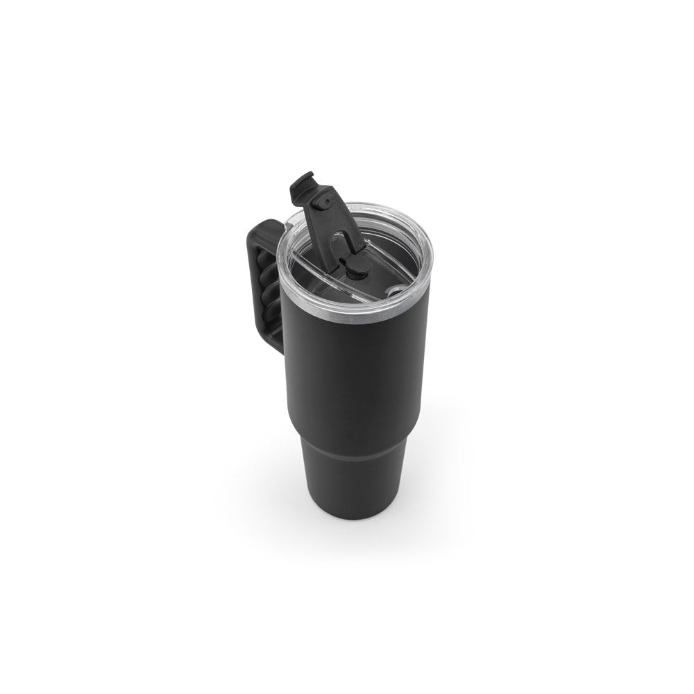 JOYNER XL. Grosser Reisebecher aus Edelstahl (91 % recycelt) mit vakuumisolierter Doppelwand und matter Oberfläche 1300 ml – zusätzliche Ansicht