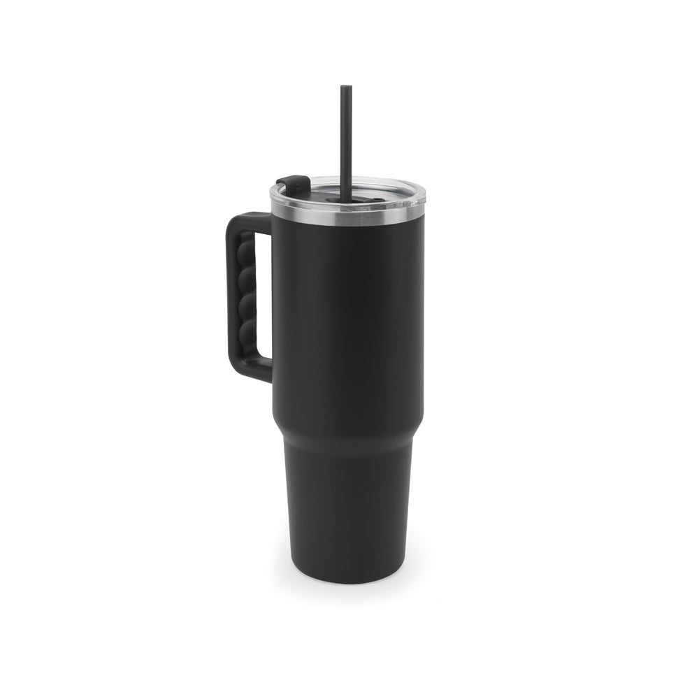 JOYNER XL. Grosser Reisebecher aus Edelstahl (91 % recycelt) mit vakuumisolierter Doppelwand und matter Oberfläche 1300 ml – zusätzliche Ansicht