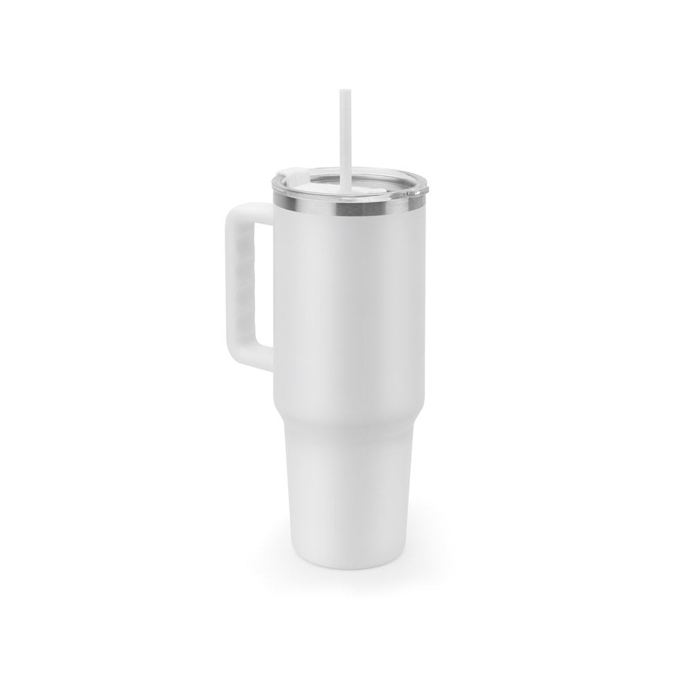 JOYNER XL. Grosser Reisebecher aus Edelstahl (91 % recycelt) mit vakuumisolierter Doppelwand und matter Oberfläche 1300 ml