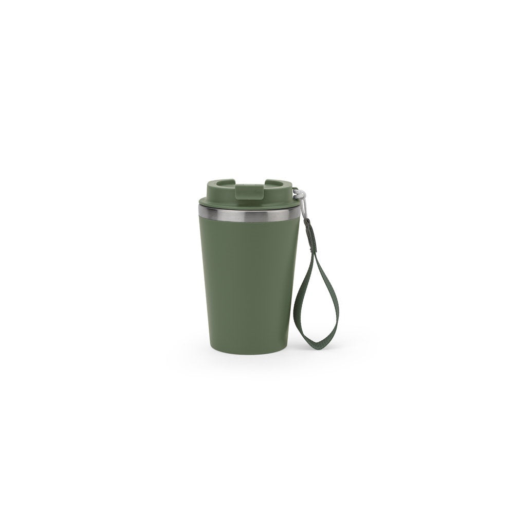 SPITZ. Reisebecher aus Edelstahl (90 % recycelt) und Außenwand aus PP mit matter Oberfläche 440 ml