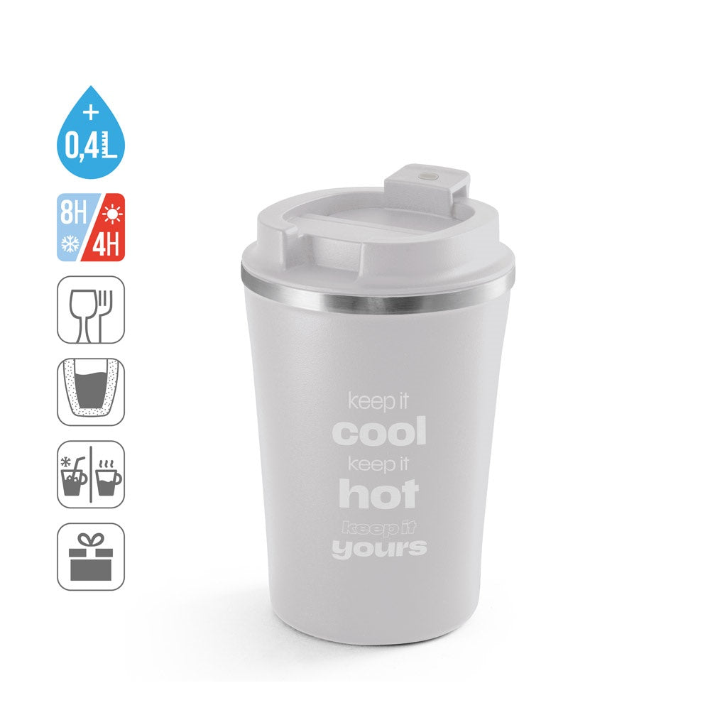 PHELPS CERAMIC. Reisebecher aus Edelstahl mit Keramikbeschichtung innen 470ml