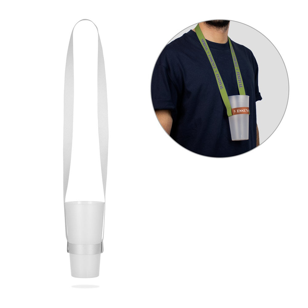SHEFFIELD. SET Lanyard SUBLIMATION Long II (20 mm) Duo mit Sublimations-Lanyard-Becherhalter